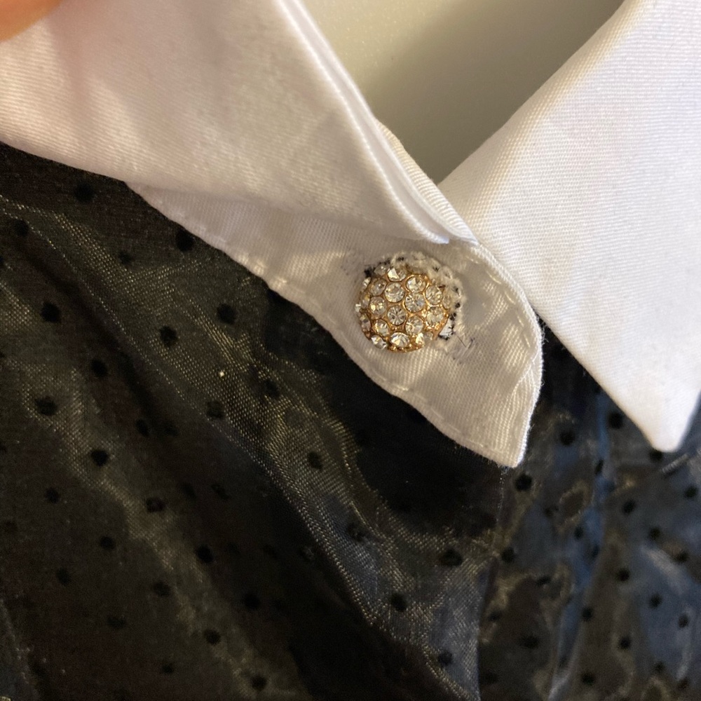 Forever 21 Collared Sheer Polkadot Button Down - image 1